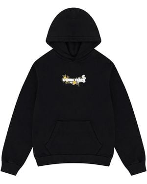 DENIM TEARS Embroidered Floral Logo Hoodie Dt263" - Black