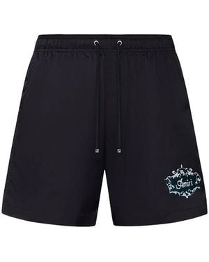 Amiri Chateau Crest Swim Trunk Ambosw1008 001 Blac" - Black