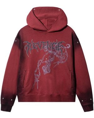 REVENGE Cross Chain Studded Hoodie Rev0027" - Red