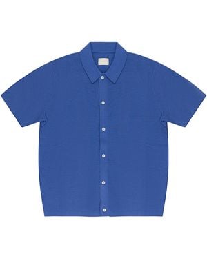 Aimé Leon Dore Full Button Polo Cardigan "Periwinkle" Fw23Ks012 Periwinkle" - Blue