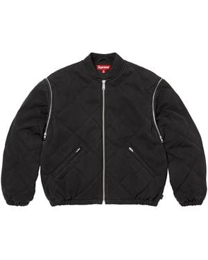 Supreme Zip-Off Sleeve Quilted Bomber Jacket Su26991" - Black