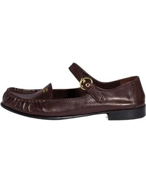 Miu Miu Leather Strap Loafer "Dark" 5D563E 007 F0003" - Black