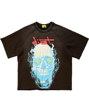 DIET STARTS MONDAY Skull Half Sleeve Crewneck Jumper "Vintage" Dsm-S26-007" - Black