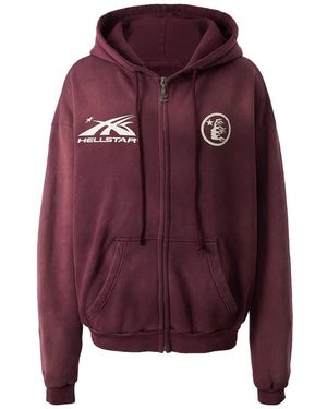 HELLSTAR Hs Logo Zip Up Hoodie "Burgundy" Hsr122" - Red