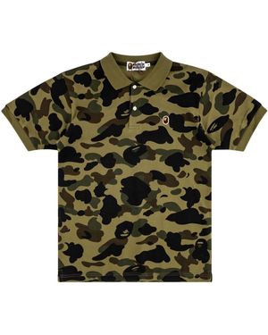 A Bathing Ape 1St Ape Head One Point Polo Shirt M12001Xd Grx" - Black