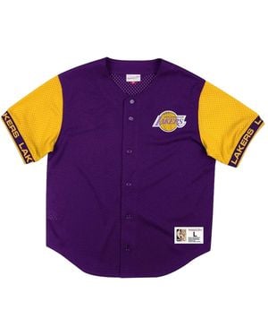 Mitchell & Ness Nba Pure Shooter Mesh Button Front Shirt "Los Angeles Lakers - Purple