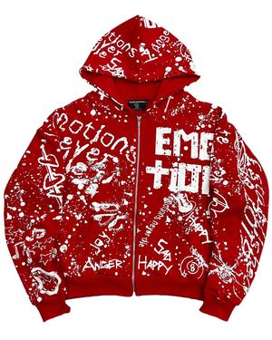 Mixed Emotions Graffiti Hoodie Mixe026" - Red