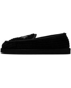 Chrome Hearts Leather Cross Patch Loafers Chrm1825" - Black
