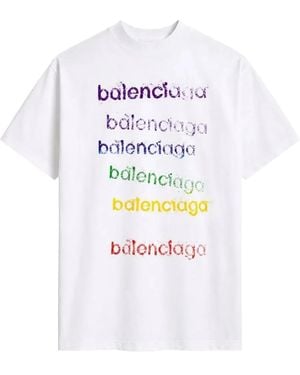 Balenciaga Oversized Logo Embroidered T-Shirt 850345 Tvvk9 9000" - Black