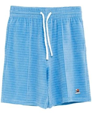 CASABLANCA Velour Pintuck Pleated Drawstring Shorts Mpf25 Jtr 274 01" - Blue
