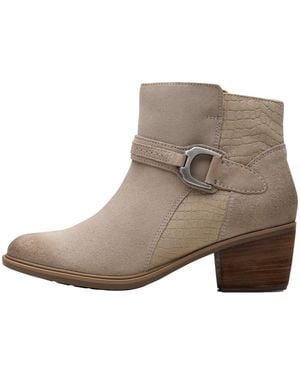 Clarks Neva Buckle Boot "Stone Suede" 26179802" - Brown