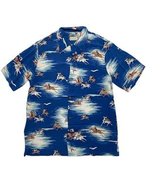 Kapital Kamikaze Aloha Rayon Short Sleeve Button Up Shirt Kap044" - Blue