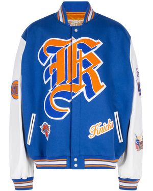 Jeff Hamilton New York Knicks Wool/Leather Jacket "Old English "Knicks" Nba 102 Kni" - Blue