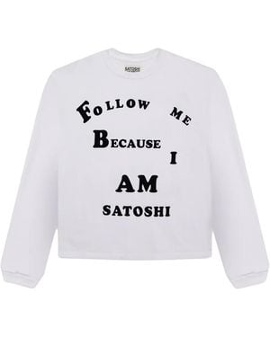 Satoshi Nakamoto Follow Me Long Sleeve T-Shirt Shirt Fw24Ls001 Wht" - Black