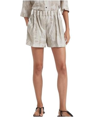 Brunello Cucinelli Linen Pleated Shorts Brun1657" - Black