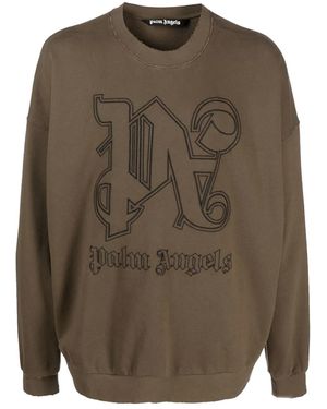 Palm Angels Pa Monogram Statement Crew Pmba074E23Fle0016010" - Green