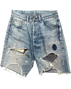 SAINT Mxxxxxx Destroyed Denim Shorts Sm Ys3 0000 054" - Blue