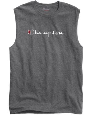 Champion Classic Jersey Script Logo Muscle T-Shirt Heather" Gt22H 003" - Black