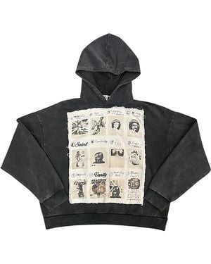 SAINT VANITY Patchwork Vain Pullover Hoodie "Charcoal" Ostg Savan Nozv" - Black