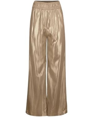 Brunello Cucinelli Wide Leg Satin Trousers Brun325" - Black