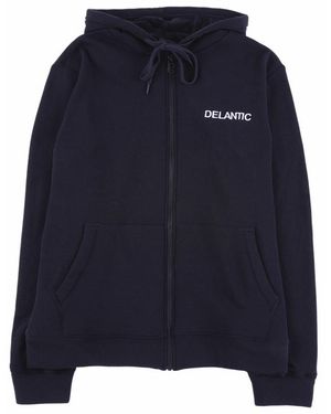 Delantic Ea Velour-Lined Zip Hoodie "East Atlanta" Dela010" - Blue