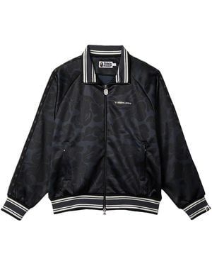 A Bathing Ape Solid Camo Bathing Ape Logo Relaxed Fit Track Jacket 001Zpk701314Mblk" - Black