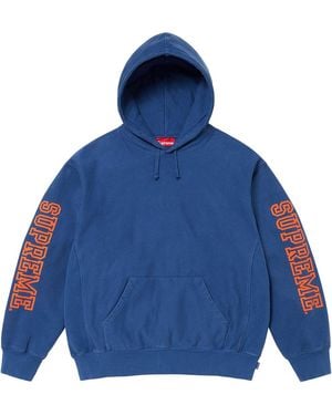 Supreme Collegiate Sleeve Hooded Sweatshirt "Dark Royal" Su28694" - Blue