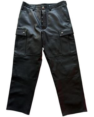 Chrome Hearts Devil Dog Full Leather Cargo Carpenter Trousers Chrm0443" - Black