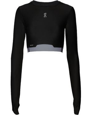 On Shoes Train Long Sleeve Crop 1Wf10220553" - Black