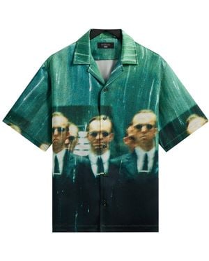 Kith For The Matrix All-Over Printed Thompson Camp Collar Shirt "Taiga" Khm035224 377" - Green