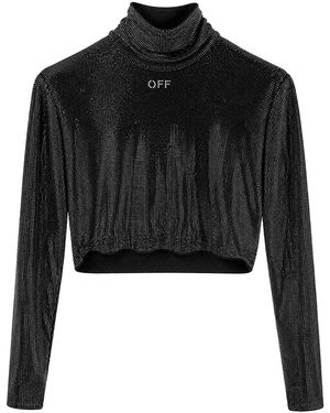 Off-White c/o Virgil Abloh Bling Sec Skin Long Sleeves Crop Top Owao189T22Jer0021000" - Black
