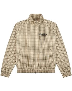 Boredom Kills Lounge Plaid Track Jacket "Khaki" Bk049" - Black