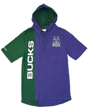 Mitchell & Ness Nba Short Sleeve Split Hoodie "Milwaukee Bucks - Black