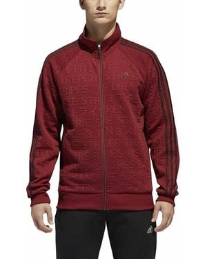 adidas Typography Tonal-print Track Jacket - Red