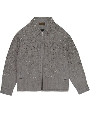 BIRTH OF ROYAL CHILD Rhinestone Zipper Work Jacket Bc25Ssjk16" - Grey