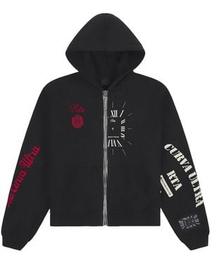 RTA Riko Half Zip Up Hoodie "Vintage Combo" Mcvuk1455 T2405Vtbcb" - Black