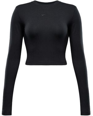 Nike Sportswear Chill Knit Slim Ls Cropped Top Hf5322 010" - Black
