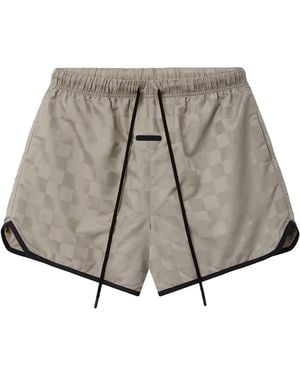 Fear Of God Essentials Nylon Chequered Gym Short "Seal" Rw00301 0225" - Grey