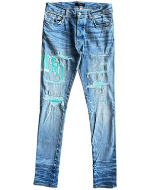 Amiri Varsity Logo Repair Jeans "Perfect Amdnsy1050 426" - Blue