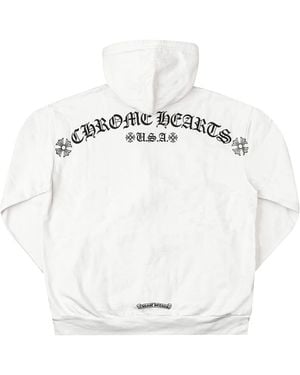 Chrome Hearts Shoulder Logo Zip Up Hooded Sweatshirt "Usa" Chrm1943" - Black