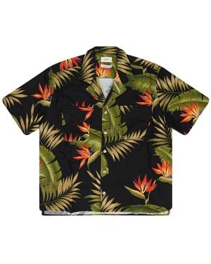 Rhude Snap Hawaiian Button-Down Shirt Rhd-Mtps-0095" - Black