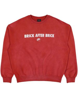 Nike Air X Nigel Sylvester Brick After Brick Fleece Crewneck Sweatshirt "Vermilion Sail" Iq8154 671" - Red