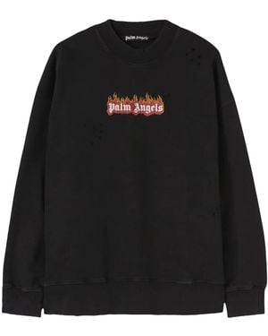 Palm Angels Burning Logo/S T-Shirt Pmab002F22Jer0021001" - Black