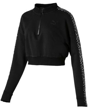 PUMA Wild Pack T7 Cropped Crew Track Top Jacket 578468 01" - Black