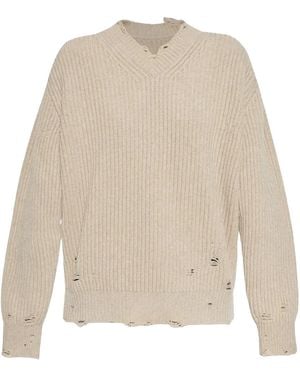 MM6 by Maison Margiela Wool Jumper Melange" S52Hn0011 M13138 806M" - Black