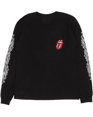 Chrome Hearts Rolling Stones Horseshoe Long Sleeve T-Shirt Chrm1478" - Black