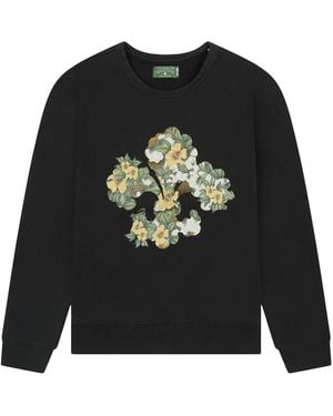 DENIM TEARS Cotton Fleur De-Lis Crewneck "Charcoal" Dt084" - Black
