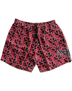 Amiri Repeat Logo Silk Shorts & Aw23Mpb010 009" - Red