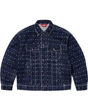 Supreme Flocked Denim Trucker Jacket "Fw24 - Blue