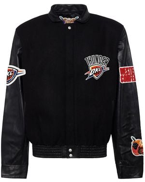 Jeff Hamilton Oklahoma City Thunder Wool & Leather Varsity Jacket Nba Okl Thu 105" - Black